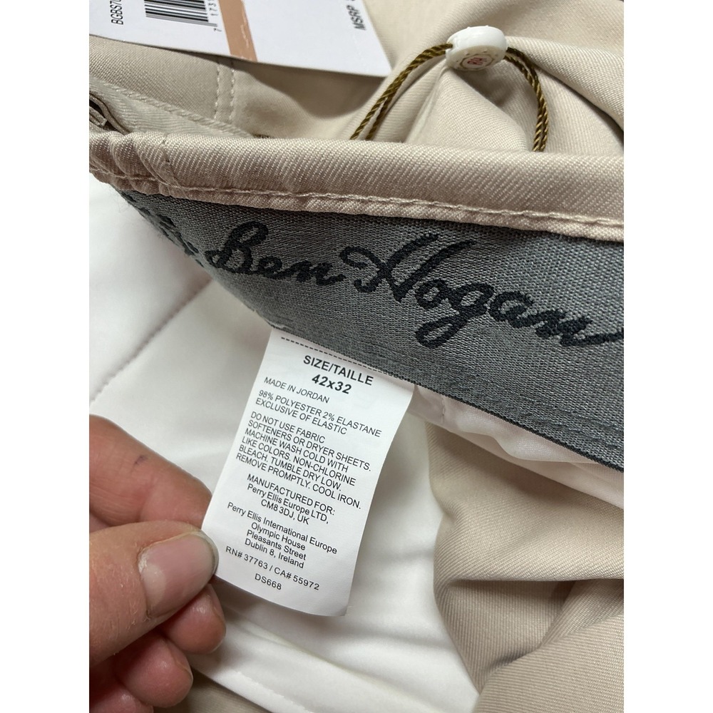 Ben Hogan Pants Mens 42x32 Beige Golf Trousers Stretch Moisture Wicking UPF 15 - Picture 6 of 8